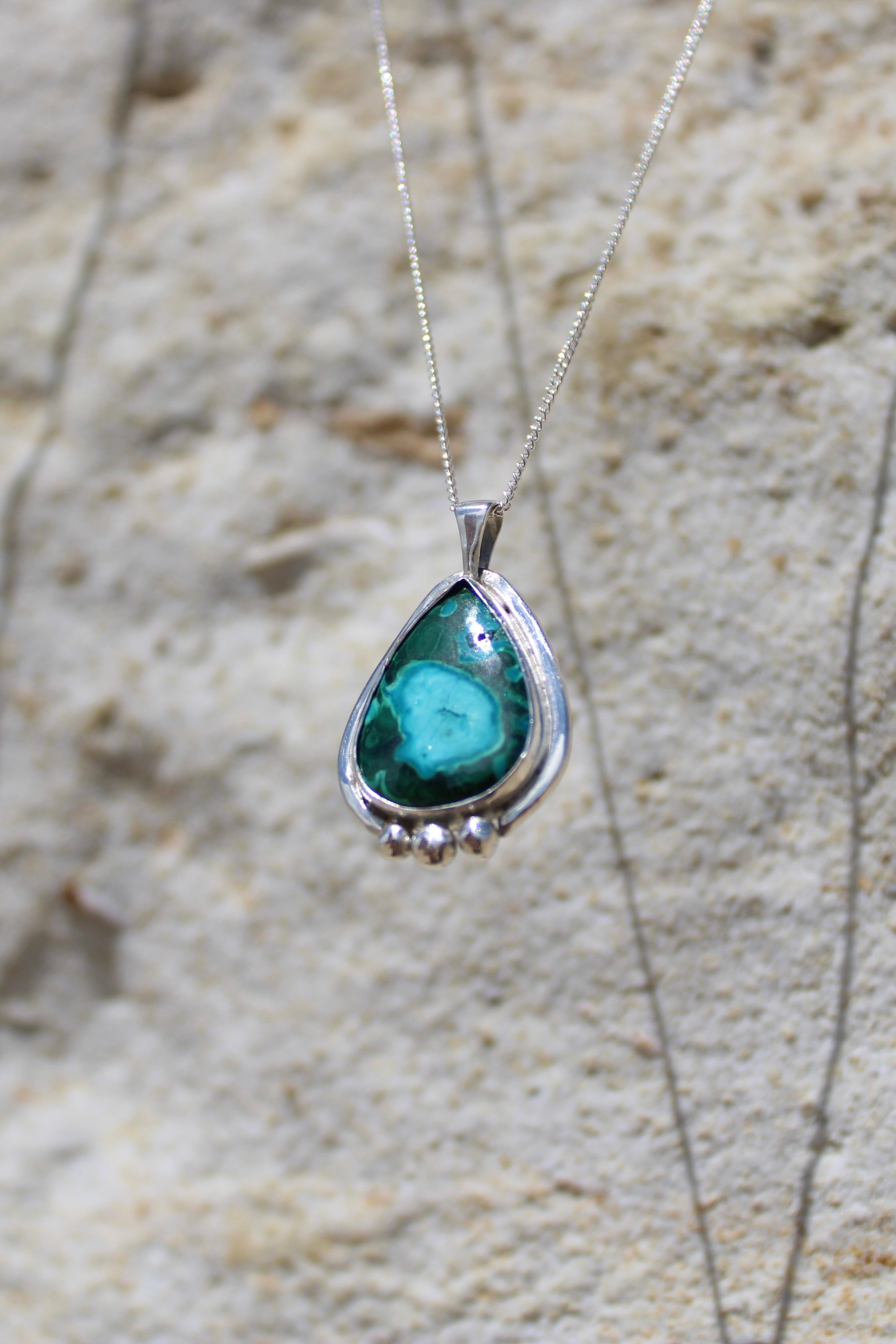 Malachite Chrysocolla Teardrop Necklace