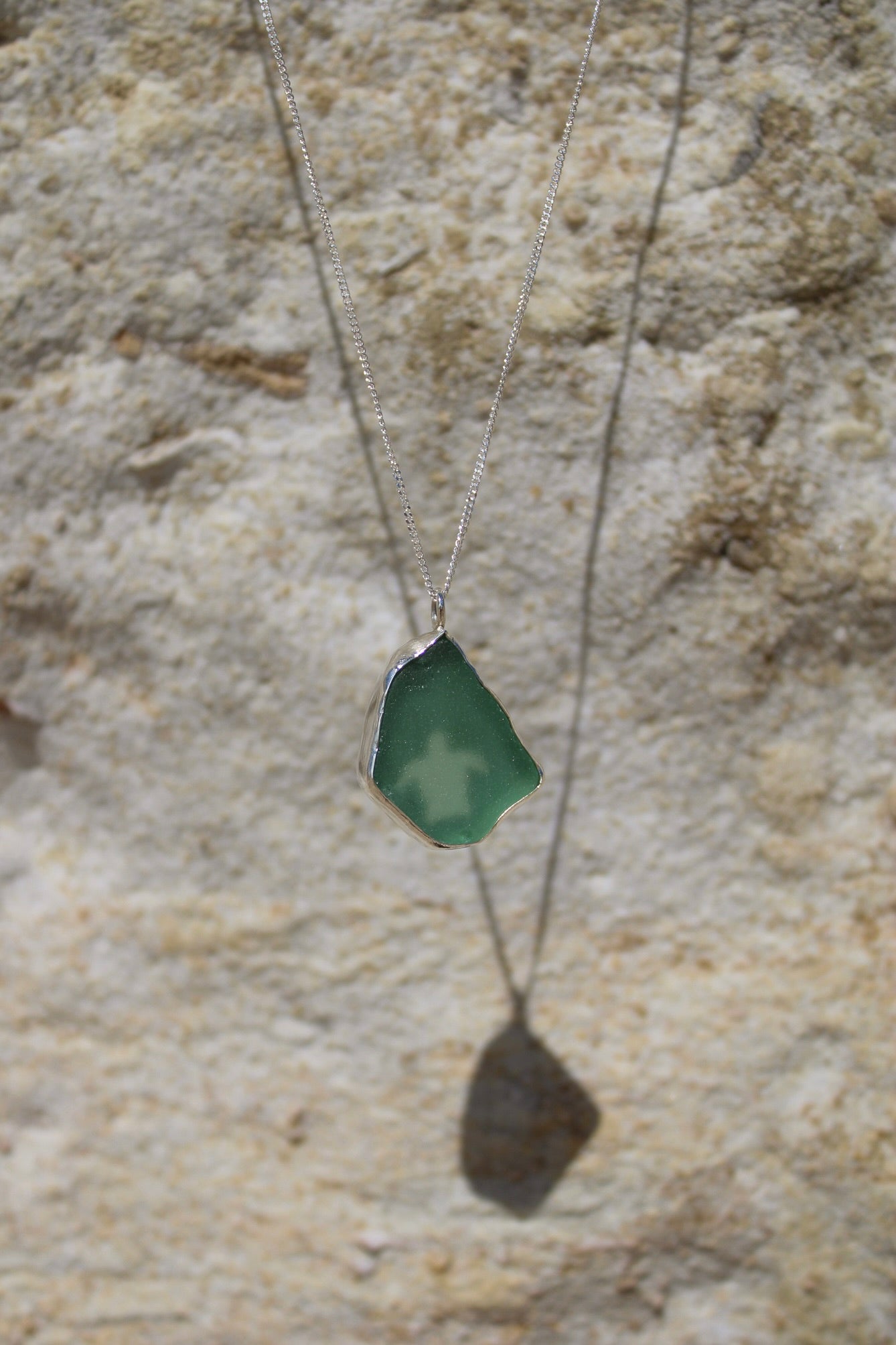 Green Sea Glass Turtle Necklace