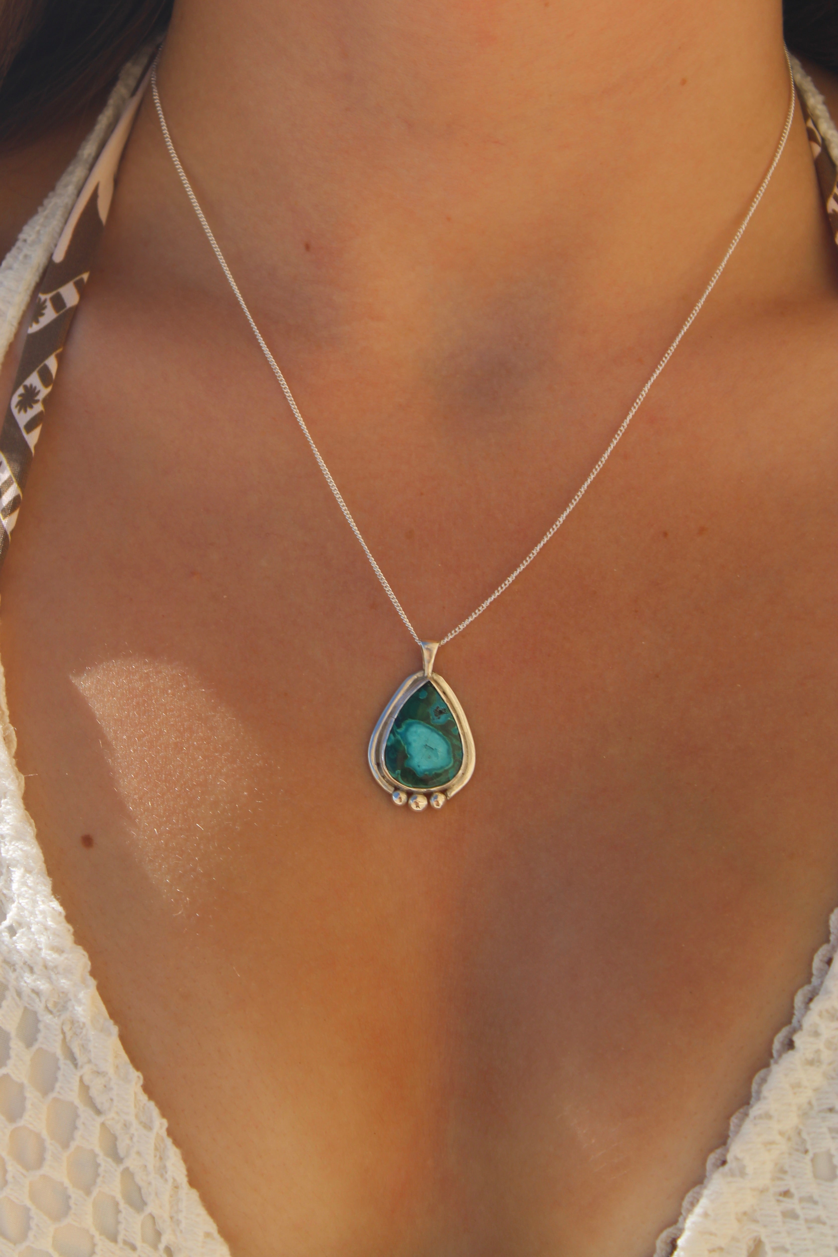 Malachite Chrysocolla Teardrop Necklace
