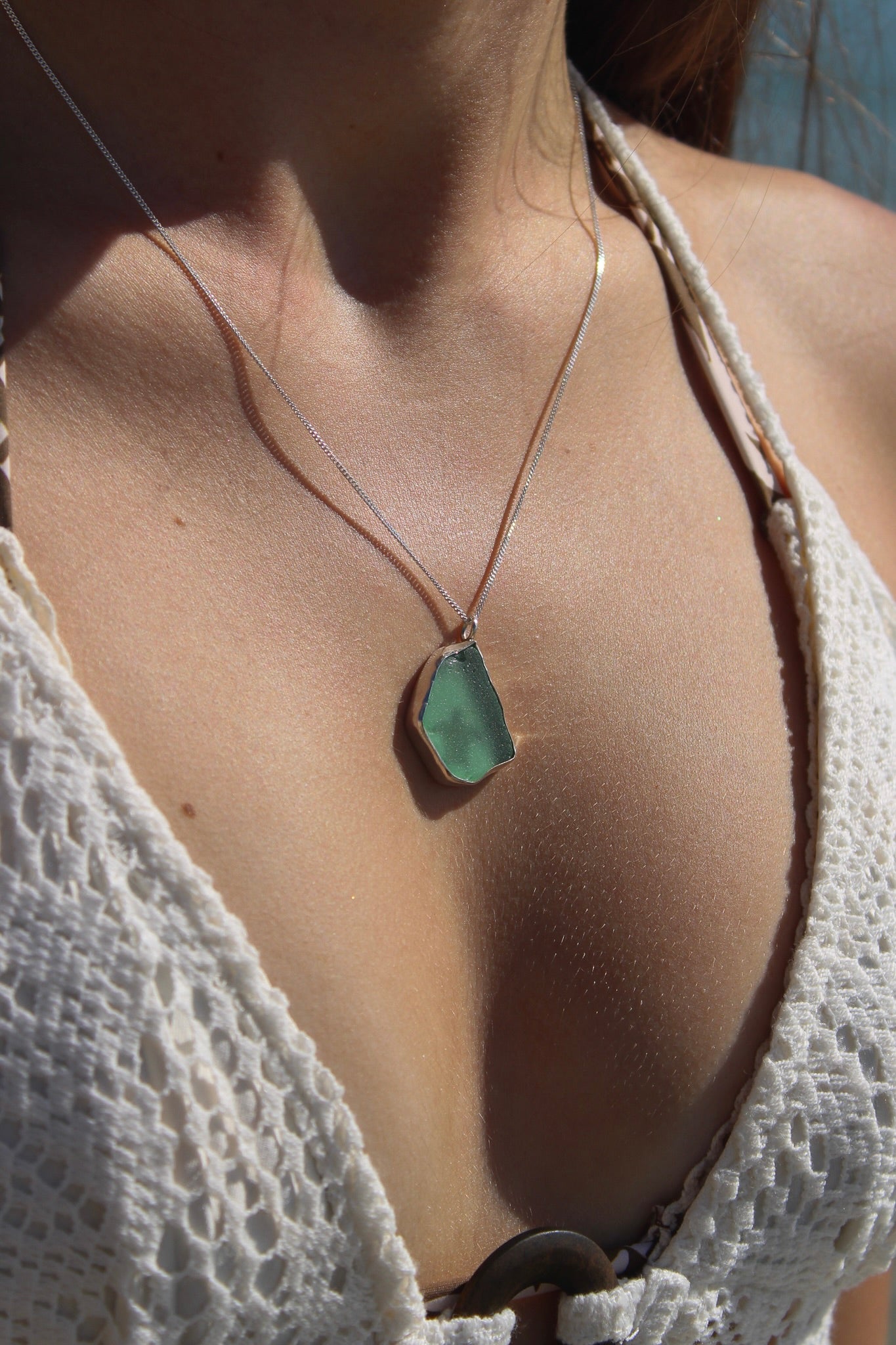 Green Sea Glass Turtle Necklace