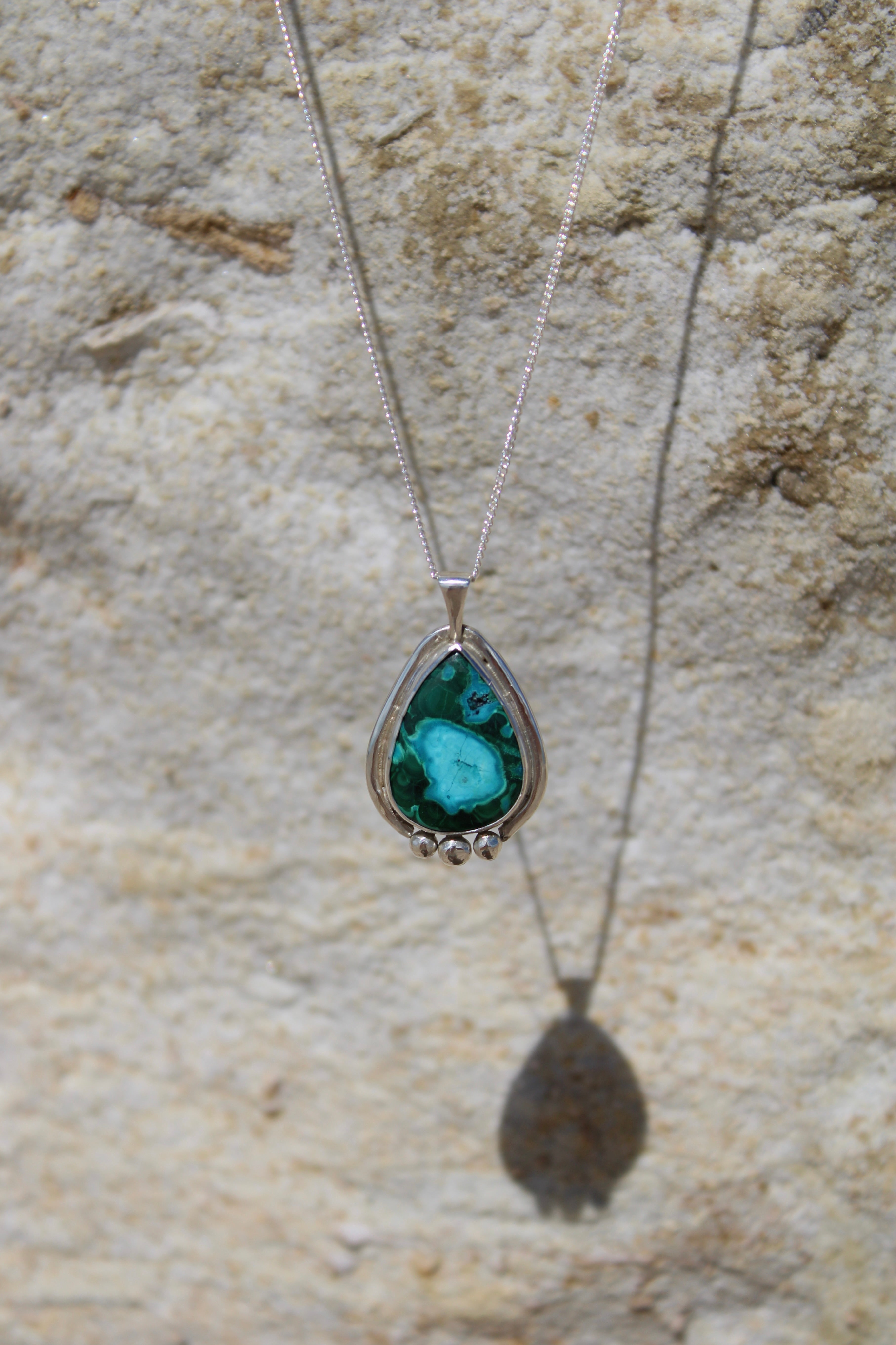 Malachite Chrysocolla Teardrop Necklace