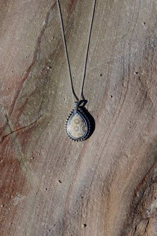 Fossil Coral Teardrop Pendant (Pendant Only)