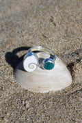 Adjustable Chrysocolla & Operculum Shell Ring